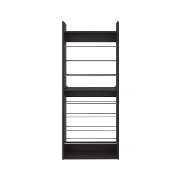 English Elm Shoe Organizer 10-Shelf Slim Vertical Rack in Black Wengue — Space-Saving Engineered Wood Storage B097P350294