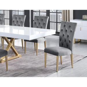 English Elm Velvet Button Tufted Dining Chairs with Brushed Gold Legs Glam Set of Two Gray B011P446653