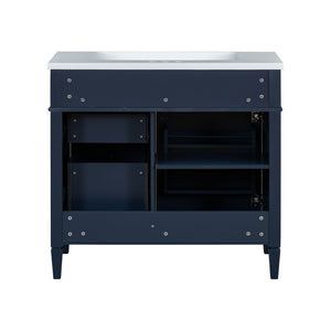English Elm 36'' Modern Bathroom Vanity Set With Sink, Mirror & 6 Open Shelves - Stylish Storage Solution! N710S236006C