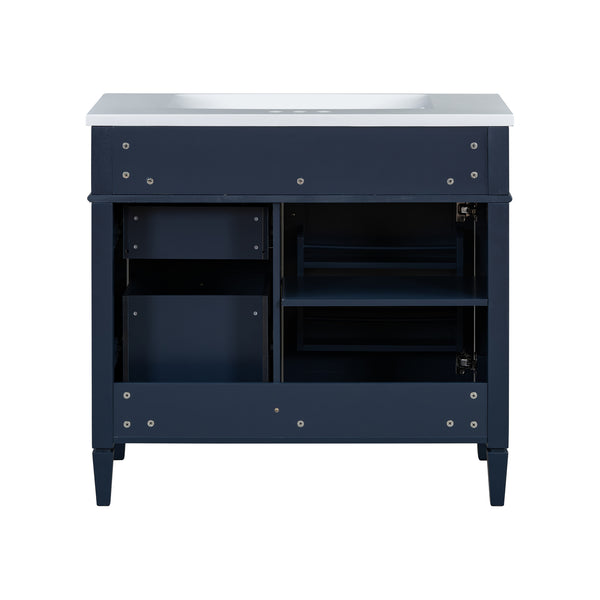 English Elm 36'' Modern Bathroom Vanity Set With Sink, Mirror & 6 Open Shelves - Stylish Storage Solution! N710S236006C