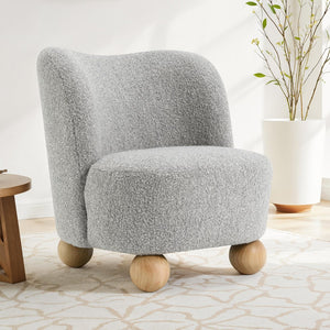 English Elm Contemporary Sculpted Barrel-Back Arm Chair with Smooth Casters, Neutral Textured Upholstery, Stylish Accent Seating Gray 29 L x 32 W x 28 H B2741P401985