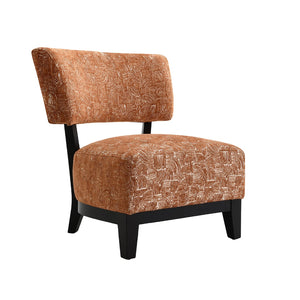 English Elm Contemporary Sculpted Barrel-Back Arm Chair with Smooth Casters, Neutral Textured Upholstery, Stylish Accent Seating Orange,Rustic 38 L x 29 W x 35 H B2741P401405