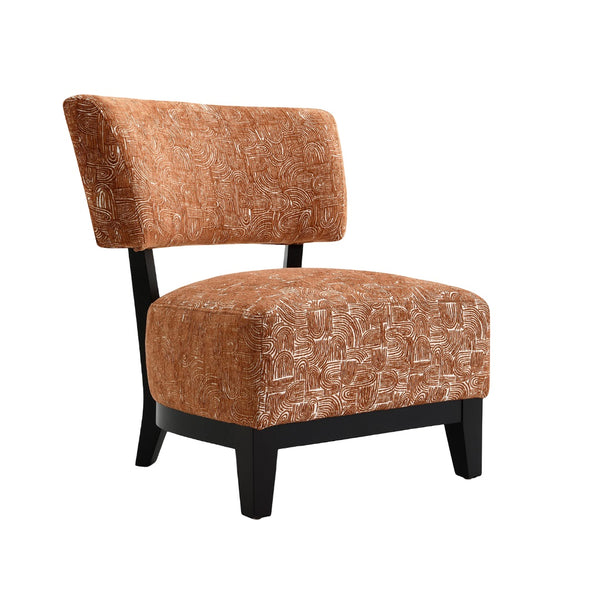 English Elm Contemporary Sculpted Barrel-Back Arm Chair with Smooth Casters, Neutral Textured Upholstery, Stylish Accent Seating Orange,Rustic 38 L x 29 W x 35 H B2741P401405