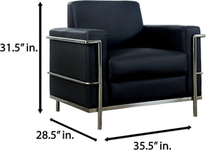 English Elm Executive Faux Leather Club Chair with Polished Chrome Frame for Modern Living Spaces B011P439044