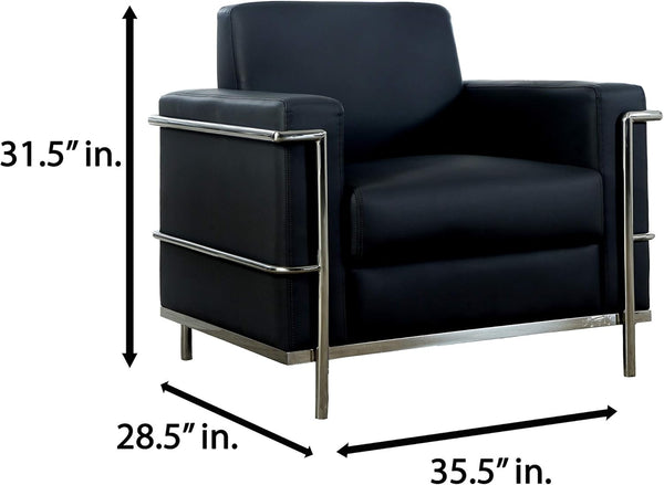 English Elm Executive Faux Leather Club Chair with Polished Chrome Frame for Modern Living Spaces B011P439044