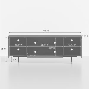 English Elm Adeline Walnut Laminate Tv Console with Push Open Cabinets for Living Room B050P474846