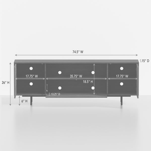 English Elm Adeline Walnut Laminate Tv Console with Push Open Cabinets for Living Room B050P474846