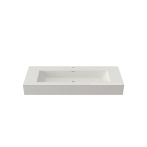 English Elm 48 Inch Matte White Solid Surface Bathroom Basin Rectangular Vanity Sink Modern T3785P491212