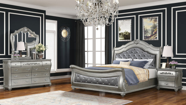 English Elm Destiny Silver Framed Traditional Wall Mirror — Elegant Bedroom Accent, Reflective Luxury Finish B009P234700