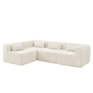 English Elm 145.5 Inch Four Piece Modular Sectional Sofa Beige Polyester Low Profile Living Room N767P346281B