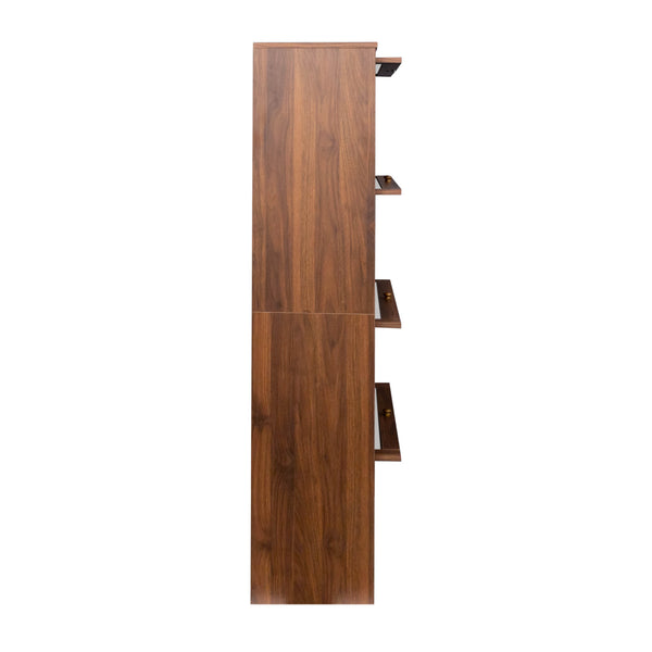 English Elm Bookcase Contemporary Glass Door Display Cabinet 4-Tier Dustproof Office Storage Shelves 31.5"L W331P195805
