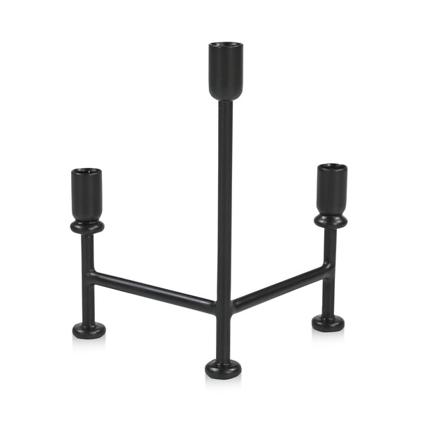 English Elm Cicero Iron Tripod Pillar Candle Holder Art Nouveau Matte Black Sculptural Stand B2769P498419
