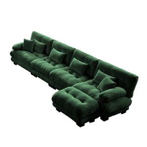 English Elm Free Modular Sectional Sofa - L-Shaped Chenille Couch For Living Room, 4-Seater Comfort & Style! W714S01181