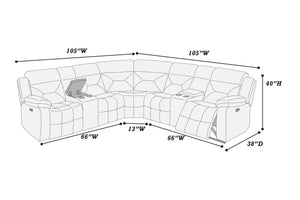 English Elm Contemporary Power Reclining Sectional Velvet Tufted Five Seat Living Room Set Dark Gray B011S02154
