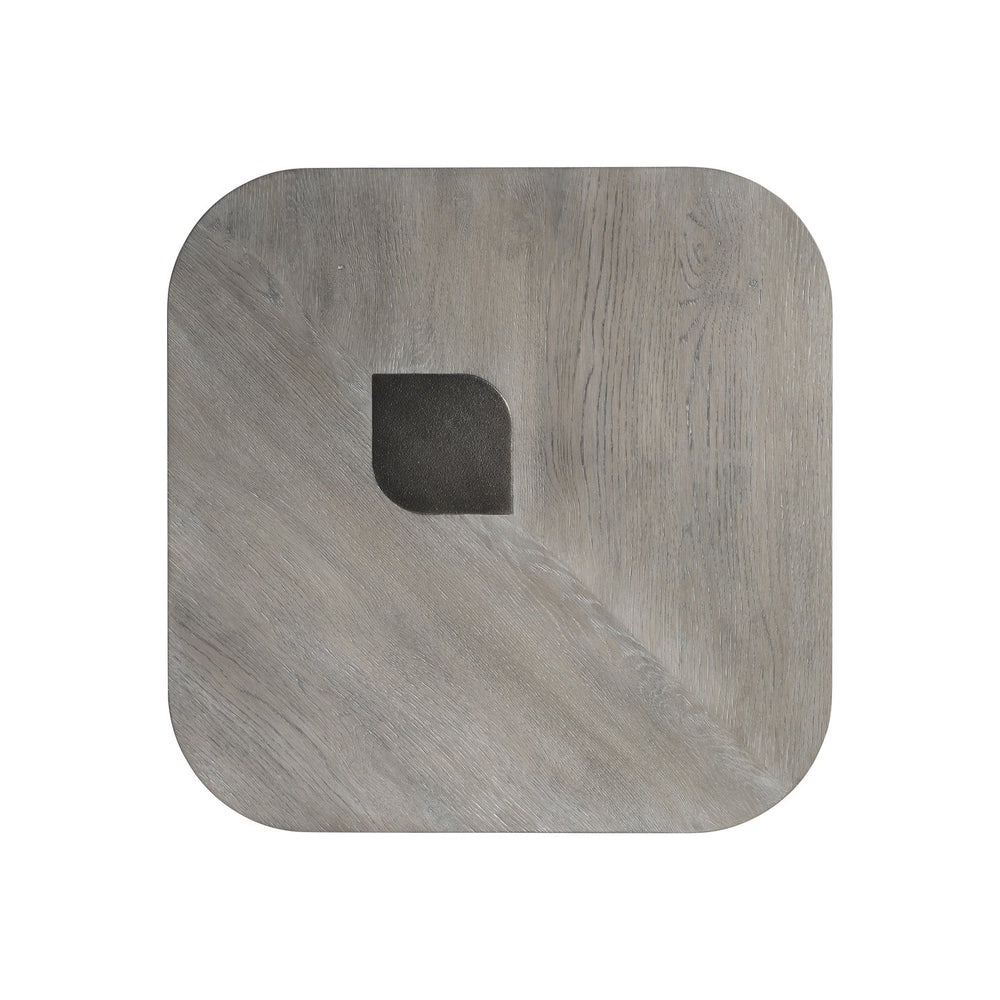 Bernhardt Bernhardt Marcato Side Table With Cerused Greige Top & Dark Graphite Inlay — Sculptural Pedestal Accent 497011