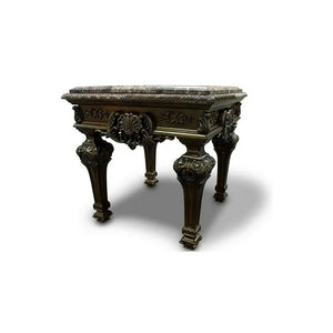 English Elm Solid Cherry Wood End Table with Granite Marble Top Hand Carved Traditional Living Room B011P474465
