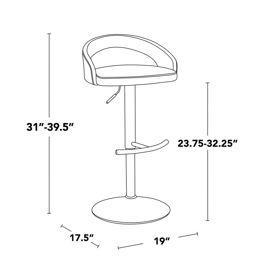 English Elm Adjustable Swivel Barstools with Chrome Base and Grey Faux Leather Set of Two B202S01987