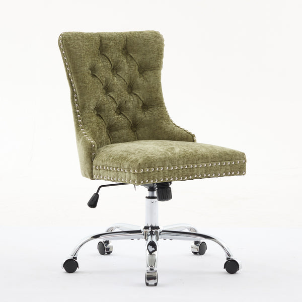 English Elm A&A Tufted Chenille Office Chair with Gold Chrome Base, Plush High-Rebound Cushion for Comfort Green W1143P366777