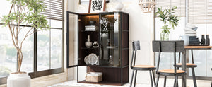 English Elm 51.2'' Freestanding Lighted Display Cabinet With Adjustable Glass Shelves & Hidden Storage For Décor N845P261777D