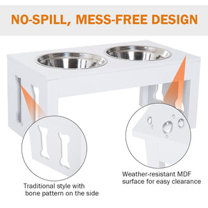 English Elm Pawhut 23" Stylish Elevated Dog Feeding Station With Stainless Steel Bowls For Healthy Digestion W2225P217609-GIGA