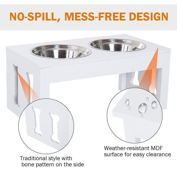 English Elm Pawhut 23" Stylish Elevated Dog Feeding Station With Stainless Steel Bowls For Healthy Digestion W2225P217609-GIGA