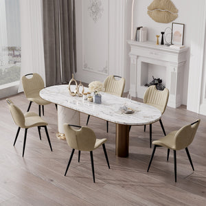 English Elm Dining Chair Set Of 2 Modern Pu Leather Armless Side Chairs With Comfy Backrest And Solid Wood Legs T3950P396418