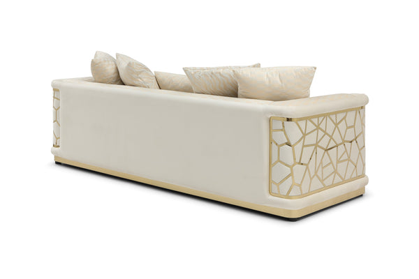 English Elm Talia Sofa with Kiln-Dried Hardwood Frame, Patterned Accents & Gloss Brass Trim for Modern Living Room Ivory 35 L x 26 W x 92 H B078P301556