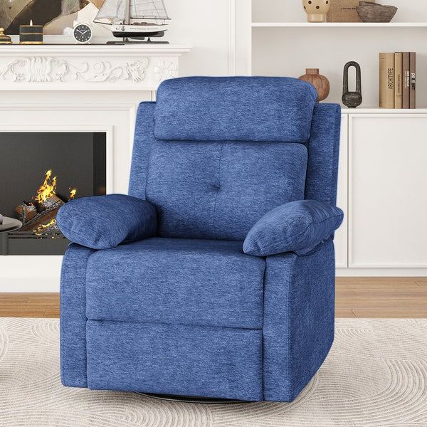 English Elm Small Swivel Rocker Recliner Compact Upholstered Accent Chair for Bedroom T3623P434287
