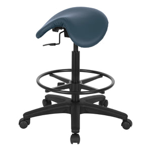 OSP Home Furnishings Backless Saddle Stool Ergonomic Pneumatic Height Adjustable Office Studio Task Seating Dillon Blue ST205-R105