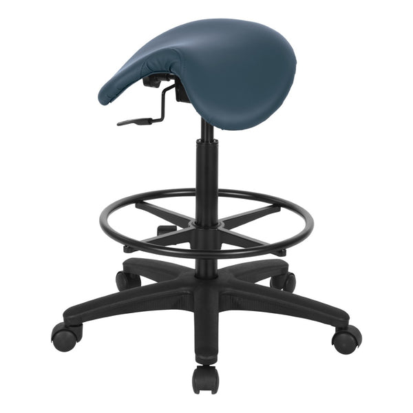 OSP Home Furnishings Backless Saddle Stool Ergonomic Pneumatic Height Adjustable Office Studio Task Seating Dillon Blue ST205-R105