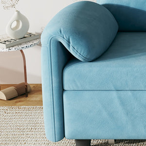 English Elm Sofa 54" Velvet Convertible Sofa Bed — Blue/Black/Pink Plush Seating, Retractable Twin Bed, 500lb Capacity, Solid Wood Frame W3371P302132