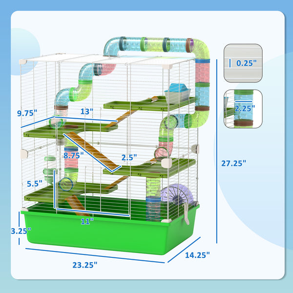 English Elm Pawhut 5-tier Small Pet Habitat with Tubes Tunnels Exercise Wheel and Carry Handles W2225P229563