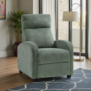 English Elm Pary Push Back Recliner in Sage Ribbed Corduroy with Pocket Coil Foam Support Black+Green B056P412635