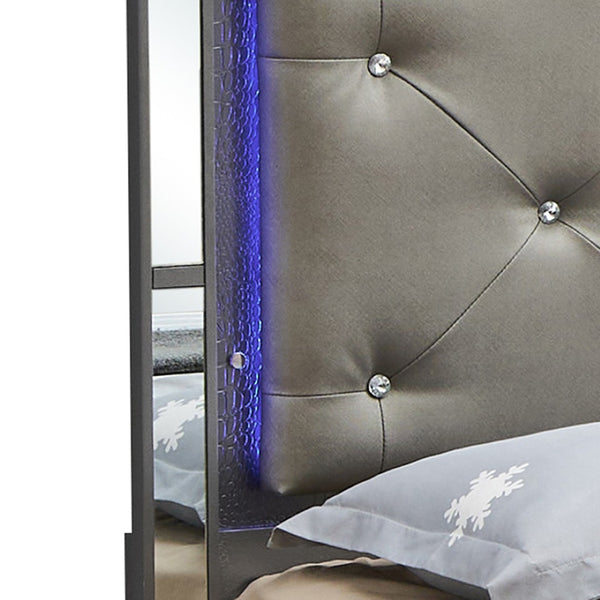 English Elm Verona G6702C-Tb3 Twin Bed - Luxurious Metallic Black With Led Headboard For Modern Bedrooms B078S00582-GIGA