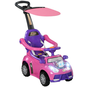 English Elm Qaba 3 in 1 Toddler Ride on Push Car with Canopy Robot Theme and Music Pink W2225P229329