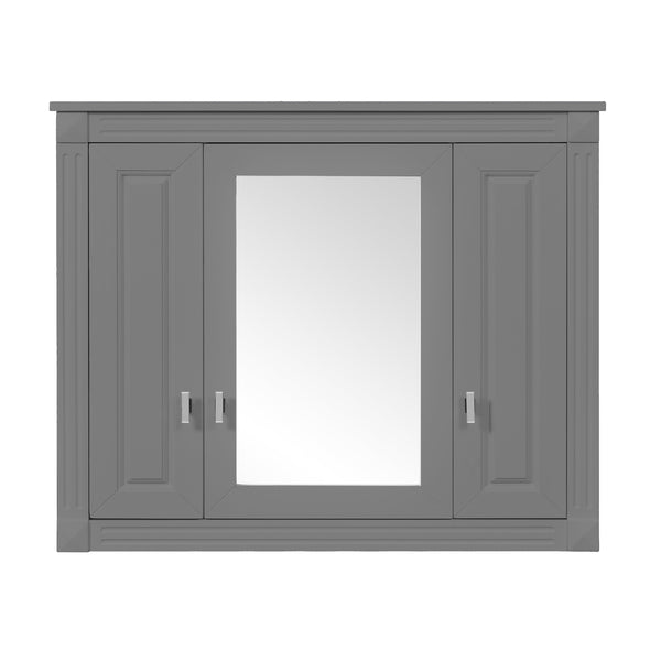English Elm Bathroom Wall Cabinet Mirrored Mdf Three Door Over Toilet Gray Storage Unit N710P252503E