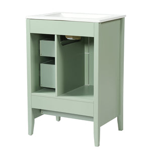 English Elm [video] 24 Inch Farmhouse Bathroom Vanity with Sink Pine Wood Mdf Soft Close Storage N759P415299G