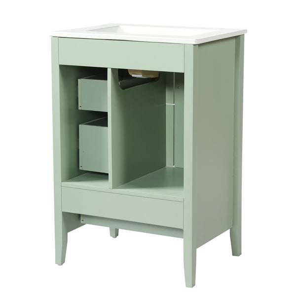 English Elm [video] 24 Inch Farmhouse Bathroom Vanity with Sink Pine Wood Mdf Soft Close Storage N759P415299G