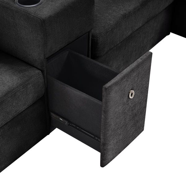English Elm Swivel Barrel Accent Chair Chenille Tufted Round Club Seat for Living Room Lounge Black N719S002350B