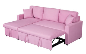 English Elm Sorrelle Linen Sleeper Sectional with Reversible Chaise and Hidden Storage Compartment Pink B2749S00041