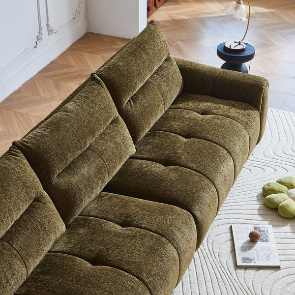 English Elm Premium Chenille High-back Sofa Solid Hardwood Frame Ergonomic Seat for Spacious Living Green W1765S00139