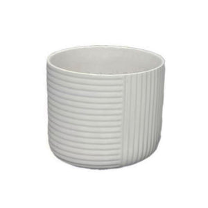 English Elm Kena Matte White Ceramic Ribbed Planter Trio Architectural Geometric Set for Modern Decor B056P417094