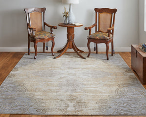 Feizy Rugs Celene Vintage-inspired Medallion Scroll Rug In Warm Neutral Palette - Timeless Elegance For Your Home Silver,Tan,Gray Viscose,Polyester Cel39l1fbgegryh00