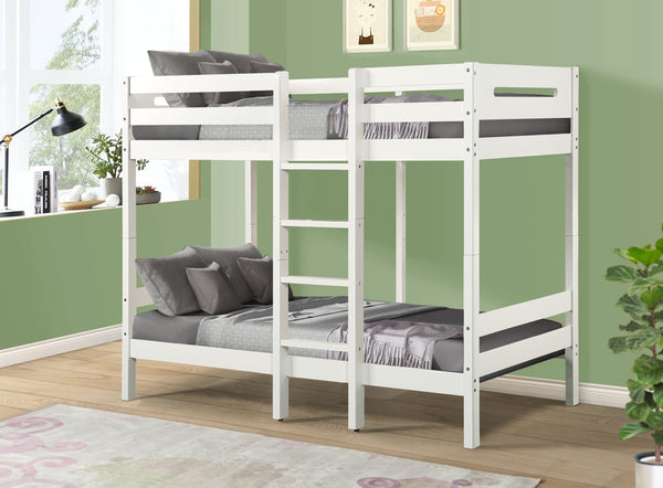 English Elm Esin Twin/Twin White Bunk Bed - Durable Pine Composite Wood, 300lb Capacity, Slat System Included B2726S00329