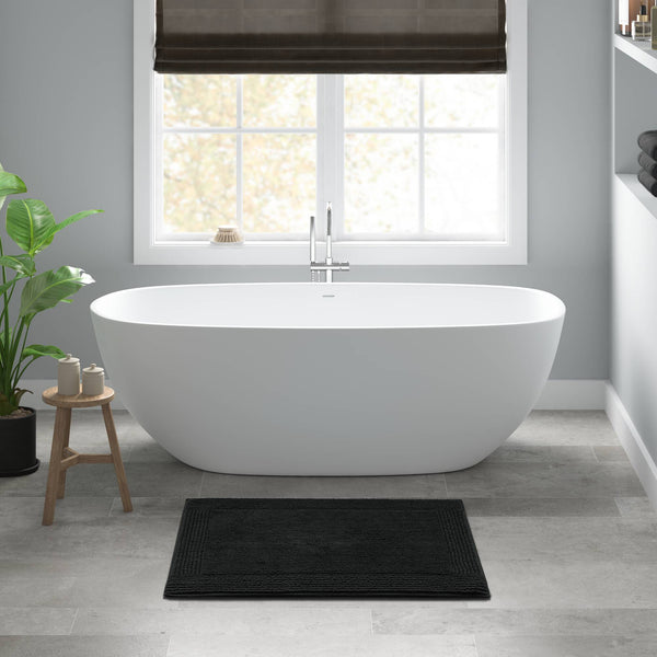 English Elm 1 Heavyweight Cotton Tufted Bath Rug Reversible Spa Grade Absorbent Floor Mat Black B035P319569