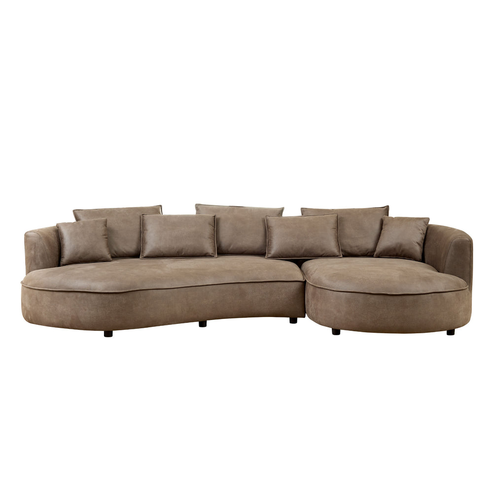 English Elm 128.74 Inch Modern Curved Sectional Sofa Couch - 5-Seat Leathaire Upholstered For Stylish Living Spaces W2582S00141