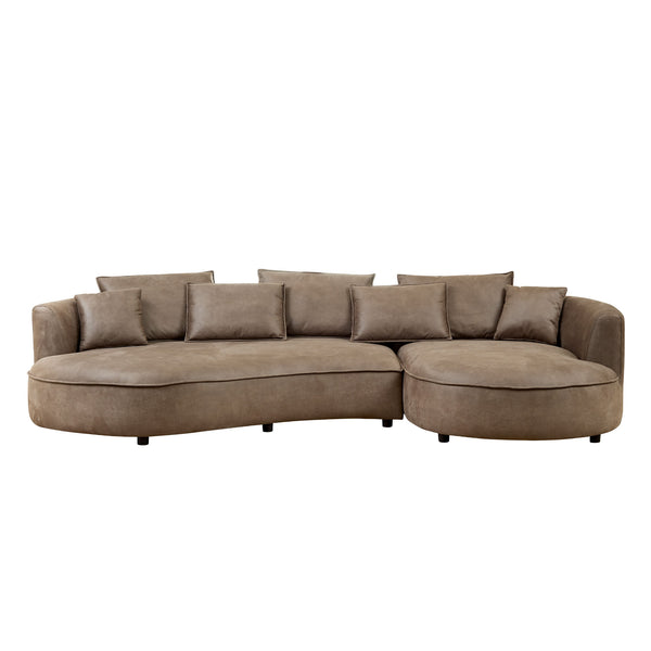 English Elm 128.74 Inch Modern Curved Sectional Sofa Couch - 5-Seat Leathaire Upholstered For Stylish Living Spaces W2582S00141