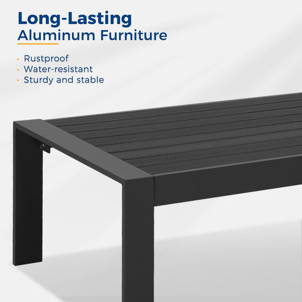 English Elm 5-piece Aluminum Outdoor Conversation Set Weatherproof Patio Lounge with Wpc Coffee Table Blue B082S00092