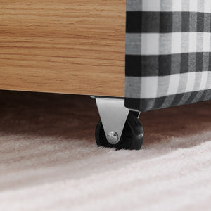 English Elm Queen Gingham Linen Daybed with Wave Backrest Two Storage Drawers and Usb Port Black W1413S00153