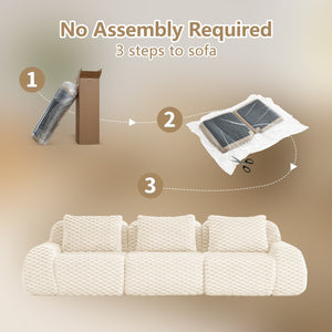 English Elm 114" Modular Cloud Sectional Sofa Flannelette Upholstery Deep Seat Living Room Couch Cream W714S01518